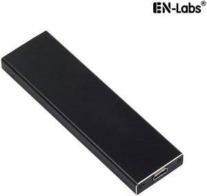 EnLabs USB 3.1 10Gbps Type-C  to M.2 NGFF (SATA) SSD Adapter Converter Enclosure for Socket 2 B/B+M Key NGFF - SATA-Bus 2280 2260 2242 2230 M.2 (NGFF) to USB-C - Black Aluminum Housing