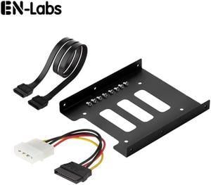 2.5 to 3.5 SSD Hard Drive Adapter Metal Mounting Bracket Converter w/ 18 " SATA Data Cable and 6“ Molex 4-pin to SATA 15-pin Power Cable Combo Kit
