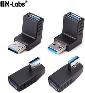 USB 3.0 Adapter Couplers 90 Degree Male to Female Gender Changer Adapter,USB Connector Extender Plug Coupler Extender (Include Left,Right Up,Down Angle Adapter) - 4 Pack
