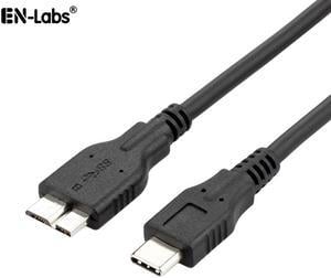 EnLabs U3CTOMICRO1MBK USB 3.0 USB-C to Micro B USB Charge & Data Sync Cable Compatible for Samsung Galaxy S5/ Note 3, Toshiba Canvio, WD External Hard Drive - 3.3FT - Black