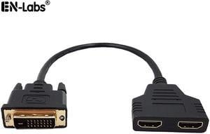 EnLabs DVITO2XHD1FT DVI to HDMI Cable, Gold-Plated DVI-D(24+1) Male to Dual HDMI Female 1080p HDMI Video Adapter Splitter Cable (Only 1 output device should be active at any time)