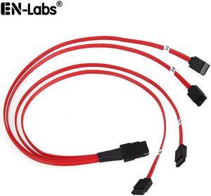 EnLabs Mini SAS to 4 SATA Cable SAS Breakout Cable Mini SAS Male SFF-8087 to 4 SATA Female Cable Multi-Lane Mini SAS Host Internal Cable to Target HDD Hard Drive Splitter Cable - 1.64FT-Red