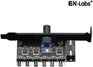 Enlabs PCIFANCO6D 6 Channel 4-pin Fan speed Controller w/ OFF Switch - Fan RPM Speed Reduce Regulator w/ PCI Slot Cover - Molex 4pin to 6 Port 4Pin Case/CPU Fan Hub Splitter - 3pin fan Compatible