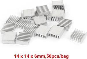 New 50pcs Silver 14x14x6mm Aluminum Heat Sink Radiator Heatsink for  IC, CPU,GPU, Electronic Chipset heat dissipation