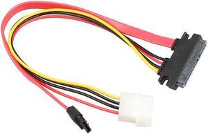 70CM 22 Pin SATA III 6Gbps Data & Power to SATA 7pin Data & Molex 4pin Combo Cable(SATA22Pin TO data+Power) -Red
