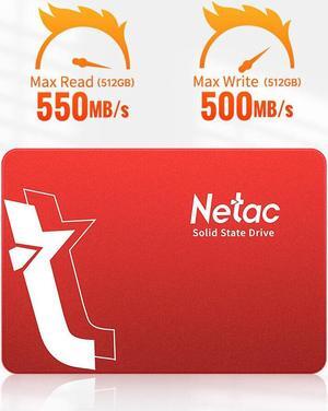 Netac 512GB SSD 3D NAND 2.5'' SATA III 6GB/s Internal Solid State Drive 550MB/s