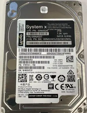 00NA526 00NA527 Lenovo 2TB 7.5K NL SATA 2.5" G3HS 512e HDD