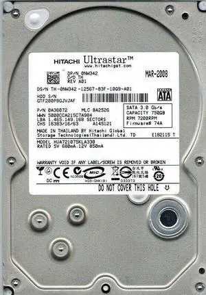 HUA721075KLA330 Hitachi/Dell Ultrastar 750GB 7200RPM SATA II 3G 3.5" HDD NW342