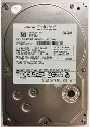 Dell NT417 750GB SATA 3GBPS 7200RPM 3.5"