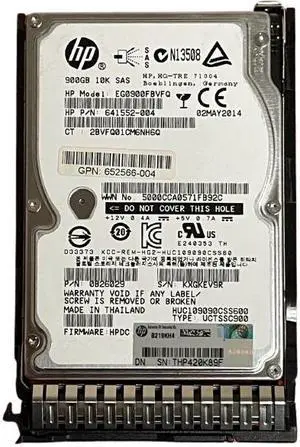 (NOT FOR HOME PC!) HP EG0900FBVFQ P/N 641552-004 0B26029 SAS 900GB 10K SAS 2.5" Hard Drive W/Tray