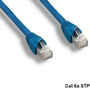 Kentek Blue 100' Cat6A STP Ethernet Cable 10G 24AWG Routers Patch Panels NetWork