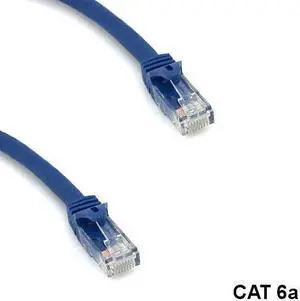 Kentek Blue 50' Cat6A UTP Ethernet Cord 24AWG 10G 600MHz RJ45 Router Patch Panel