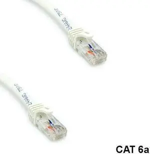 Kentek White 50' Cat6A UTP Ethernet Patch Cord 10G 600MHz Router Switch Panel