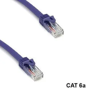 Kentek Purple 50' Cat6A UTP Ethernet Patch Cord 10G 600MHz Router Switch Panel