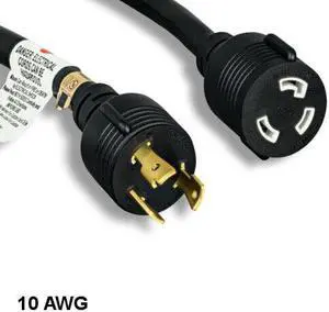 Kentek 15' NEMA L5-30P to L5-30R Extension Power Cable 10 AWG 30A SJT Heavy-Duty