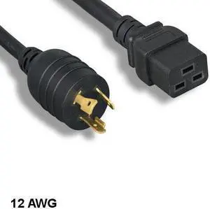 Kentek 25' NEMA L5-20P to C19 AC Power Cable 12 AWG 20A/125V SJT Network/PDU/UPS