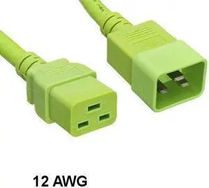 (NOT FOR HOME PC!) Kentek Green 10Ft IEC-60320 C19 to C20 Extension Power Cord 12AWG Server UPS PDU