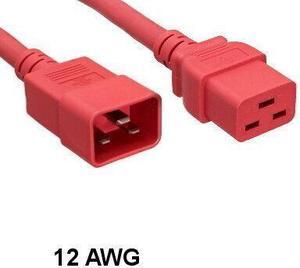 (NOT FOR HOME PC!) Kentek Red 10Ft IEC-60320 C19 to C20 Extension Power Cord 12AWG Server UPS PDU
