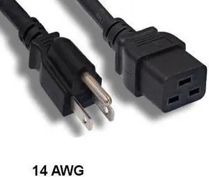(NOT FOR HOME PC!) Kentek 15Ft NEMA 5-15P to IEC-60320 C19 Power Cable 14AWG 15A Server PDU UL cUL