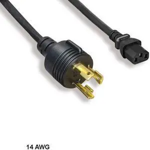 KNTK 15 ft 14 AWG Power Cable Cord NEMA L6-30P TO IEC603203 C13 15A/300V SJT Blk