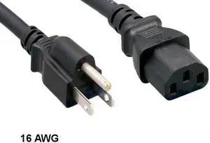 Kentek 25Ft Heavy-Duty Power Cord NEMA 5-15P/IEC320 C13 16AWG 13A SJT Universal