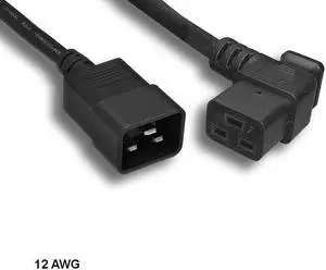 KNTK 6ft 12AWG Power Cable Cord Right Angled C19 to C20 20A/250V SJT Data Center