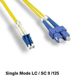 Kentek 15 Meter Single-Mode Fiber Optic Patch Cable LC/SC 9/125 Duplex UPC/UPC