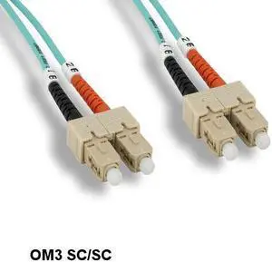 Kentek 15 Meter OM3 50/125 Aqua Fiber Optic Cable SC/SC Multi-Mode Duplex 10Gb