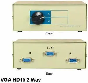 Kentek VGA HD15 2 Way Data Transfer Switch Box Female Port PC MAC Video Monitor