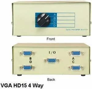 Kentek VGA HD15 4Way Data Transfer Switch Box Female Port PC MAC Video Monitor