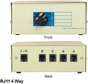 Kentek RJ11 4 Way Data Transfer Switch Box Telephone Jack 11P Female ABCD Phone