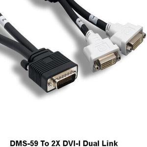 Kentek 8" DMS-59/DMS-60 Male to 2xDVI-I 24+5Pin Dual Link Female Y-Cable Monitor