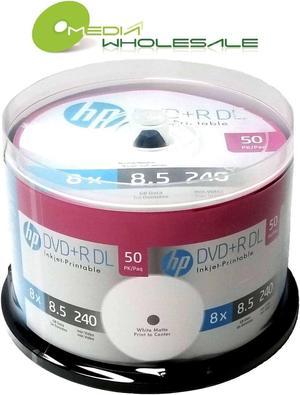 50 HP 8X Blank DVD+R DL Dual Double Layer 8.5GB White Inkjet Hub Printable Disc