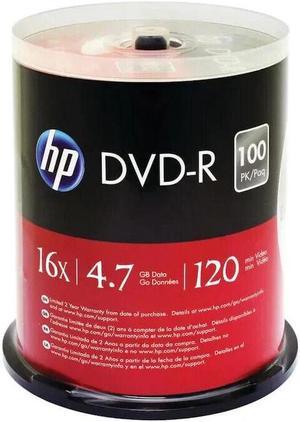 200 HP DVD-R DVD 16X Blank 4.7GB White Inkjet Printable Disc Spindle Cake Box