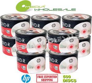 500 HP Blank 16X DVD-R DVDR Branded Logo 4.7GB Recordable Media Disc 10x50pk