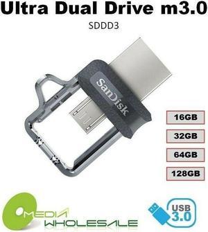 SanDisk ULTRA DUAL USB m3.0 16GB 32GB 64GB 128GB USB OTG Flash Memory Pen Drive