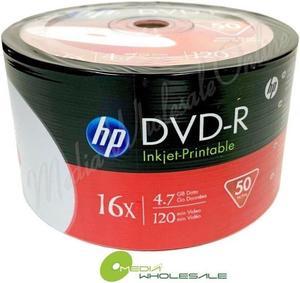 HP Blank DVD-R White Inkjet Print 4.7GB 16X Media Disc / LOT = 50 TO 1800 Discs