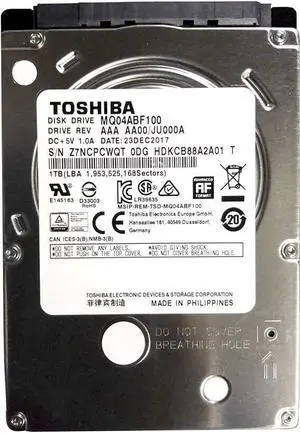 Toshiba (SATA) 2.5" MQ04ABF100 1TB Internal Hard Drive 5400RPM 7mm for Notebook