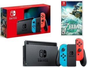 Nintendo Switch Red Blue 32GB V2 Gaming Bundle w/ Zelda Tears of The Kingdom - OEM