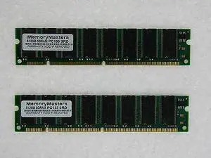 1GB PC133 SDRAM 2X512MB 168 pin 64MX4 HIGH DENSITY RAM RARE USE