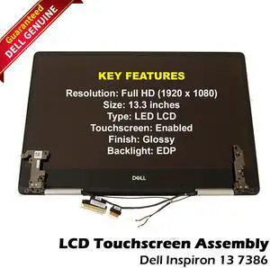 Dell Inspiron 13 7386 2-in-1 13.3" FHD LCD Display Touchscreen Assembly W8Y53
