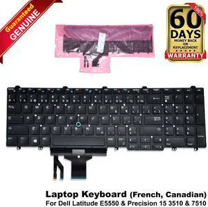 Dell Latitude E5550 Precision 15 3510 7510 French Canadian Laptop Keyboard YM0K9