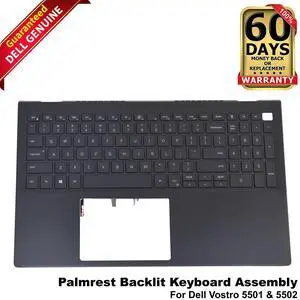 Dell Vostro 5501 5502 Palmrest Backlit Keyboard Assembly W7PK2 G2VT3