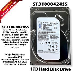 (NOT FOR HOME PC!) Lot of 5 IBM Seagate ST31000424SS 1TB 7.2K 3.5" SAS 6Gbps HDD Server Hard Drives