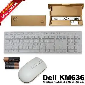 Lot of 50 Dell KM636 Wireless Keyboard & Mouse Set - White Compact QWERTY