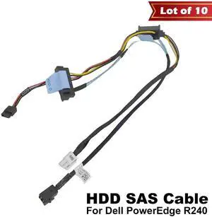 (NOT FOR HOME PC!) Lot of 10 DELL PowerEdge R240 Cold 2 Backplane SAS Cable Plus R Card Cable R04MH