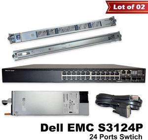 Lot of 2 Dell PowerSwitch S3124P 24-Ports 1GbE PoE+ L3 2x 10GbE Switch F8NYC