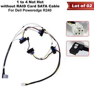 (NOT FOR HOME PC!) Lot of 2 Dell PowerEdge R240 60cm Mini-SAS SFF-8837 to 4x SATA Cable 2F8RD