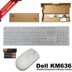 Dell KM636 Wireless Keyboard & Mouse Combo US QWERTY White Compact Design