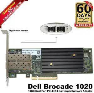 Dell Brocade 1020 Dual-Ports 10GbE SFP+ PCIe 2.0 x8 FH Network Adapter CNA FDYMF